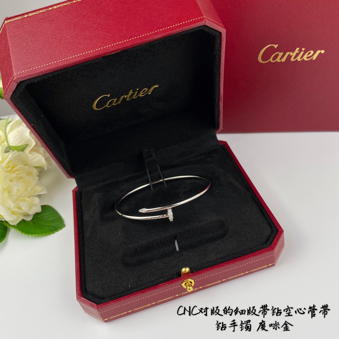 Cartier thin version with diamond hollow tube nail Bracelet