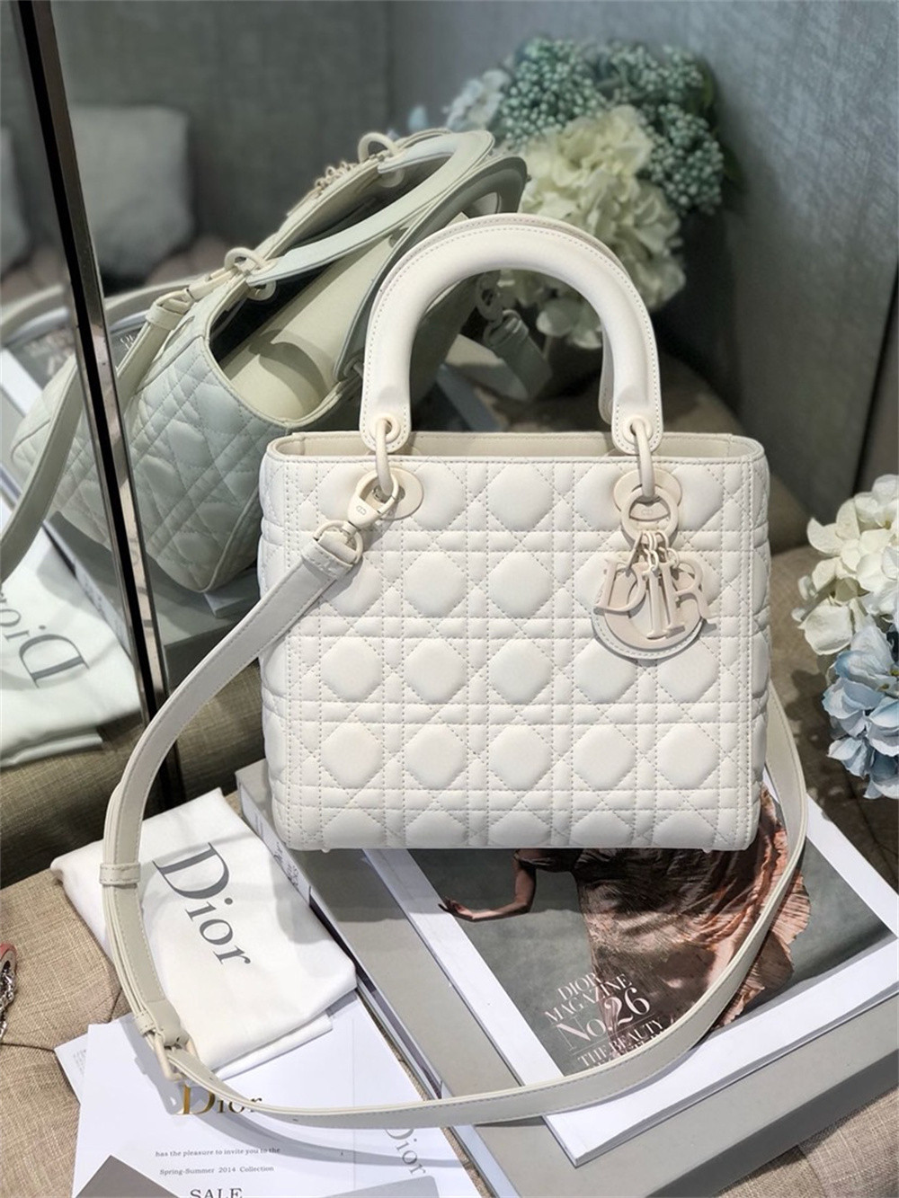 Medium Lady Dior Bag 9.5 x 8 x 4.5 inches