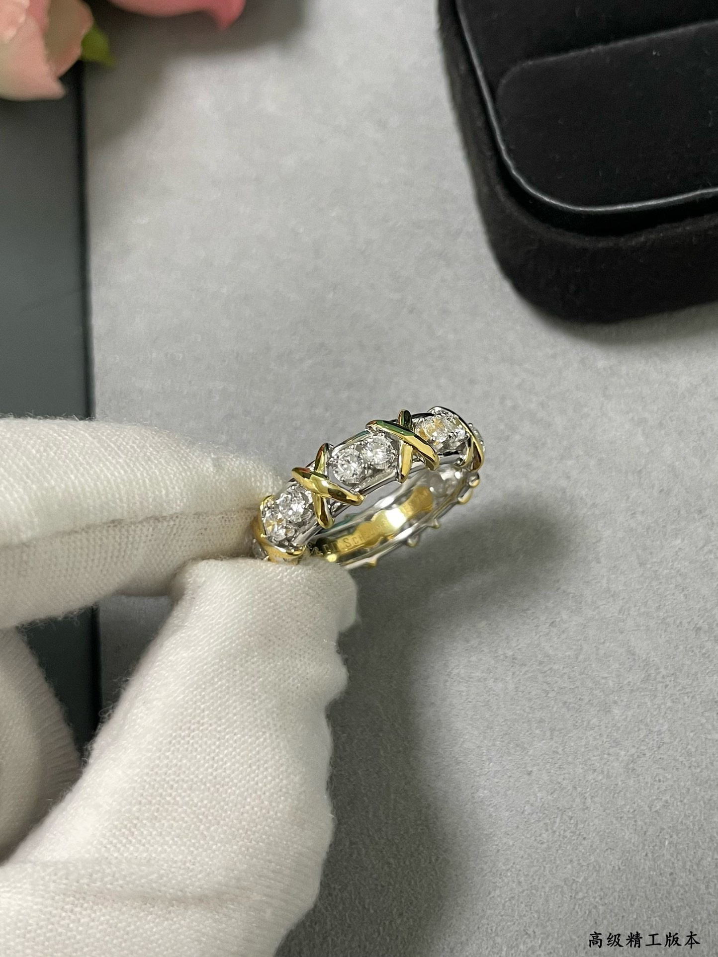 Tiffany & Co. Crossed Double Tone Ring