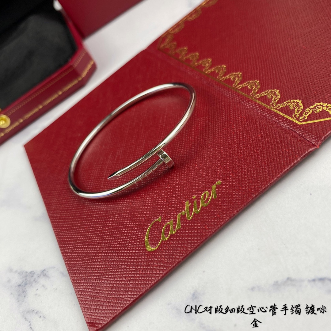 Cartier Thin Hollow Tube Polished Nail Bracelet