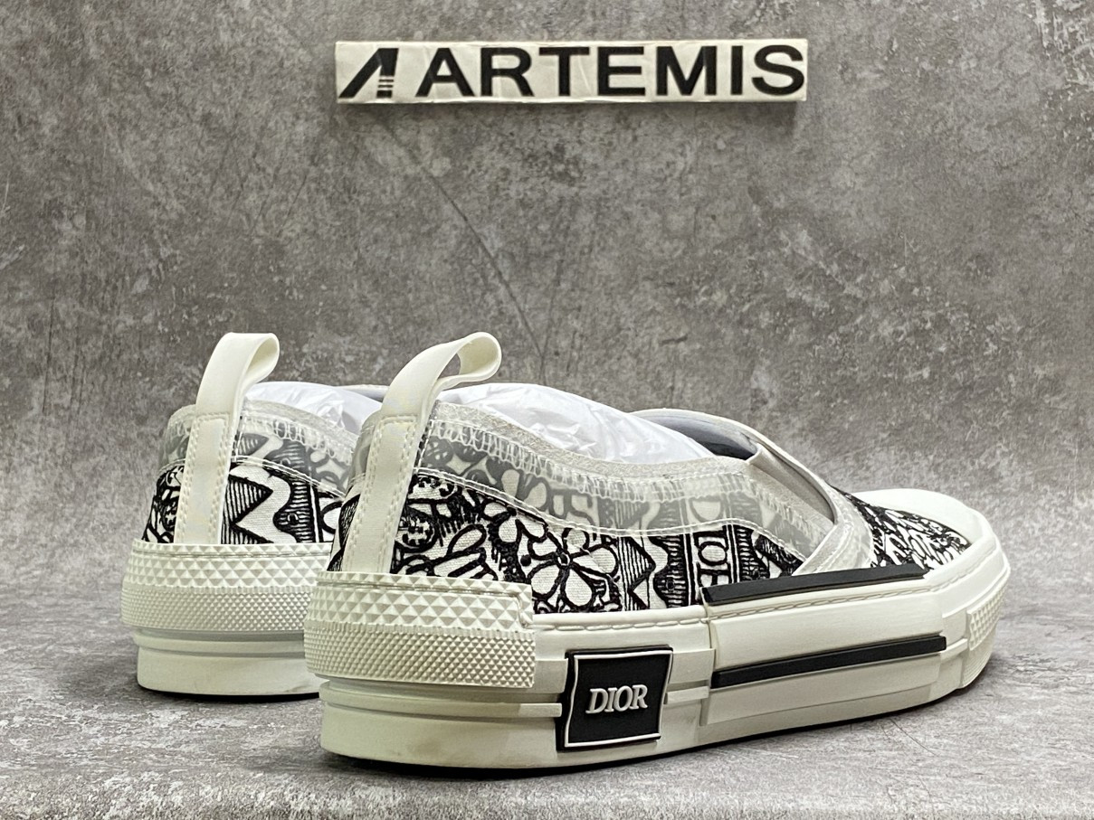 Dior And Shawn B23 Slip On Black White Embroidery