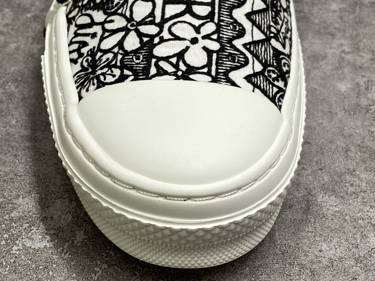 Dior And Shawn B23 Slip On Black White Embroidery