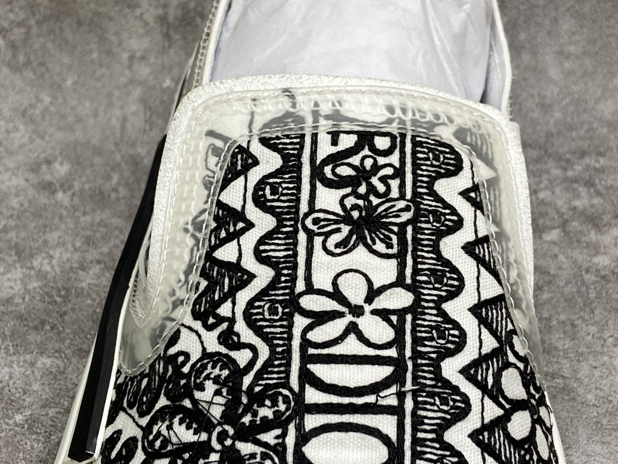 Dior And Shawn B23 Slip On Black White Embroidery