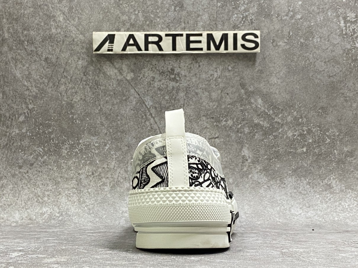 Dior And Shawn B23 Slip On Black White Embroidery