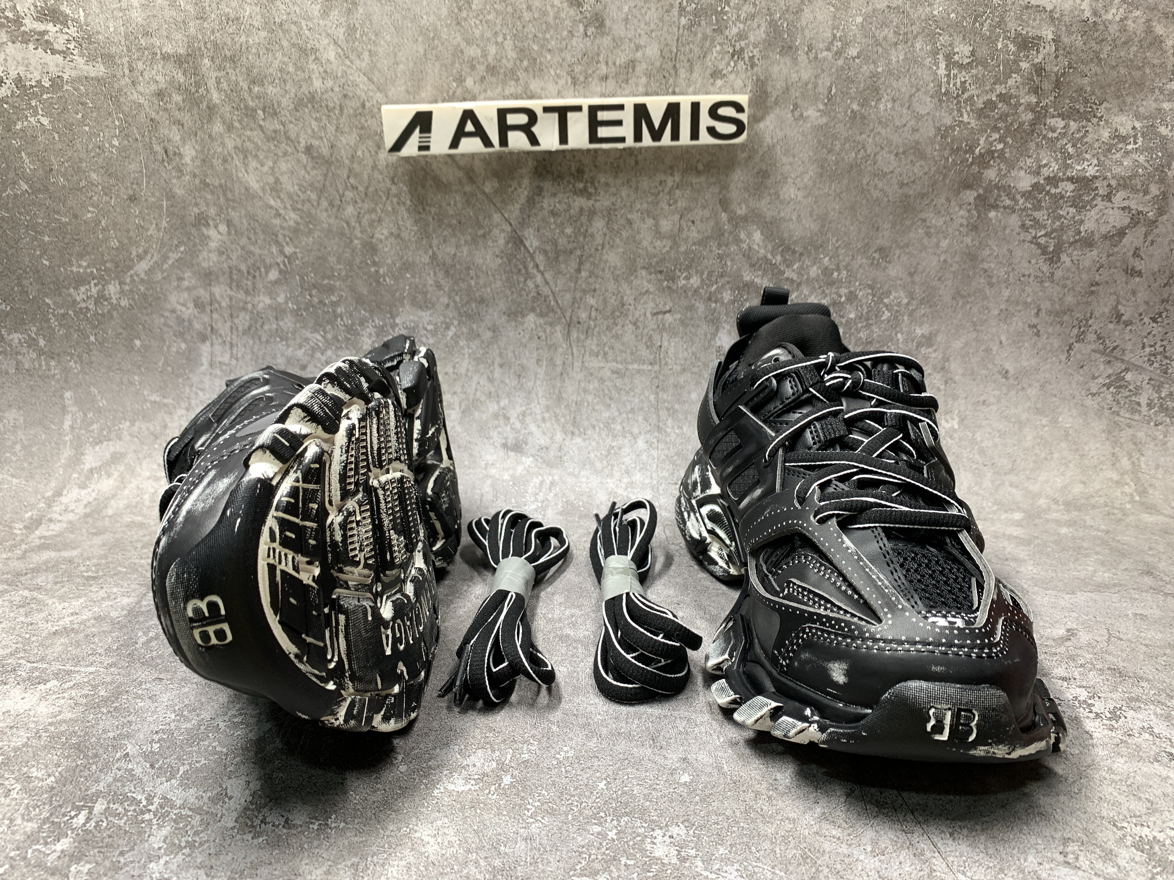 Balenciga Black Faded Track Sneakers