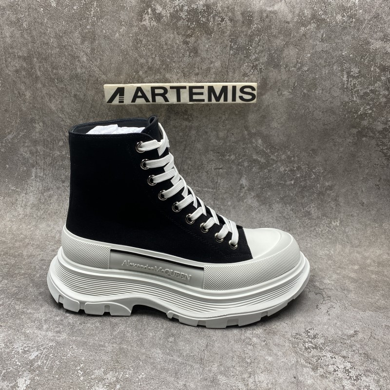 Alexander McQueen Tread Slick High Lace Up Boot Black White