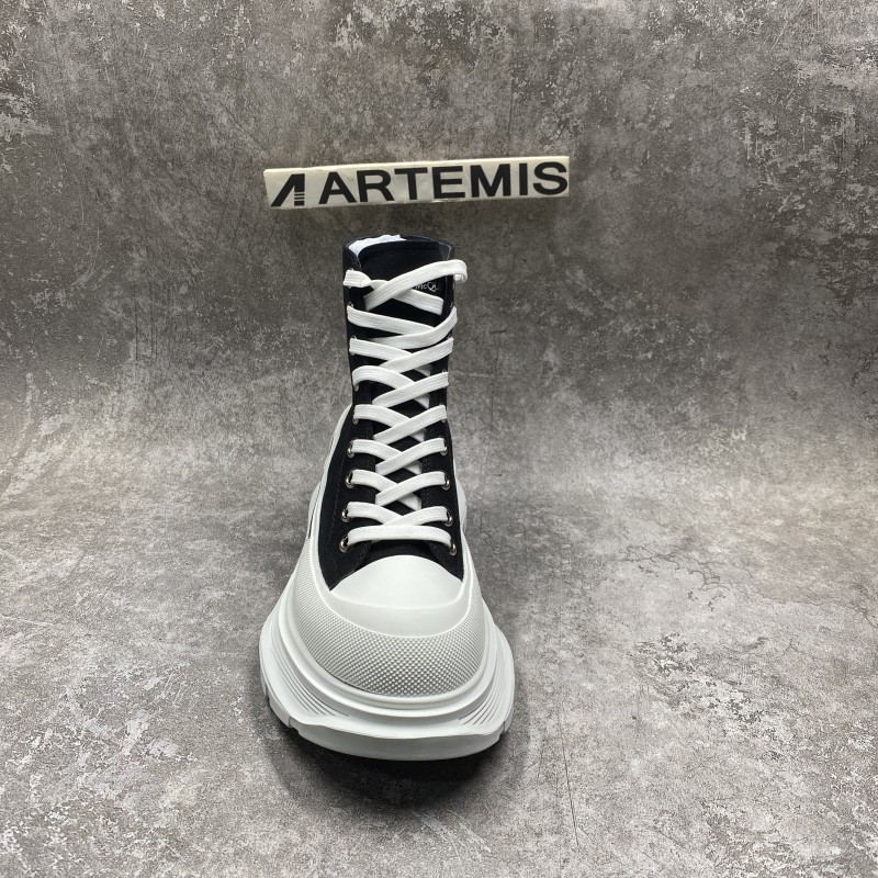 Alexander McQueen Tread Slick High Lace Up Boot Black White