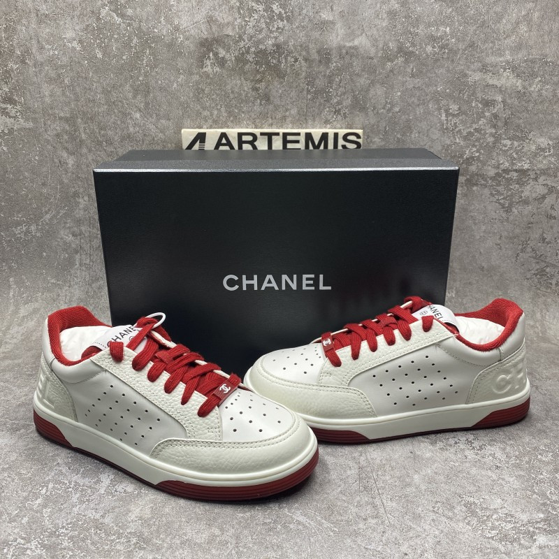 Chanel 22P Trainer White Dark Red