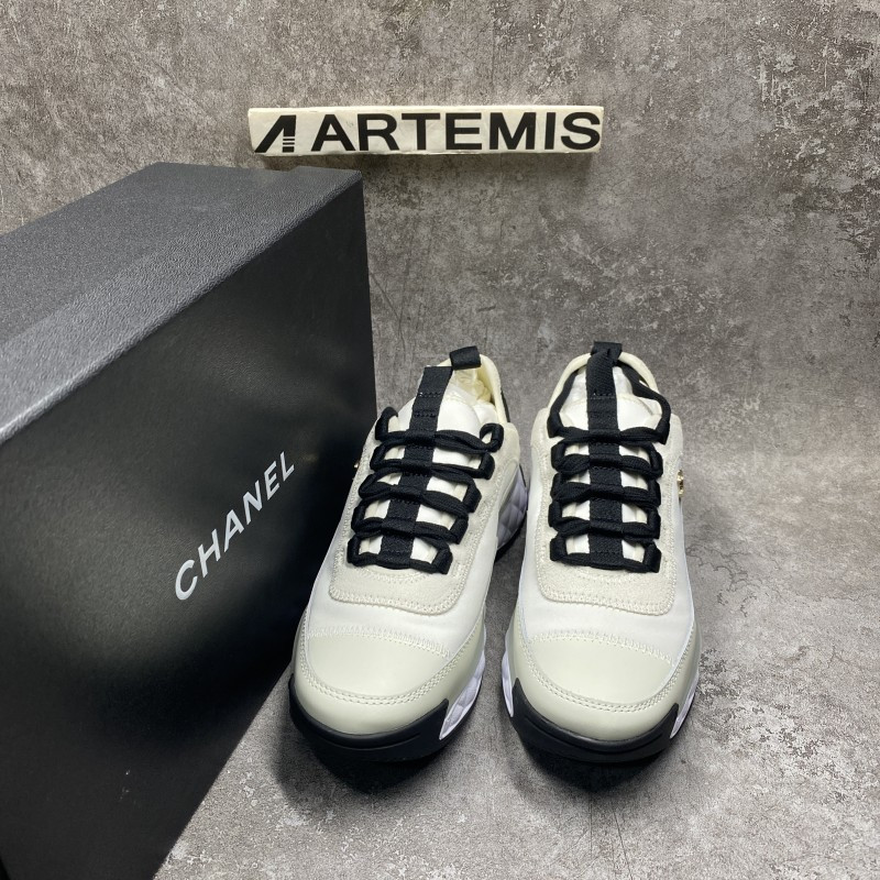 Chanel Velvet Calfskin & Mixed Fibers Sneaker Ivory