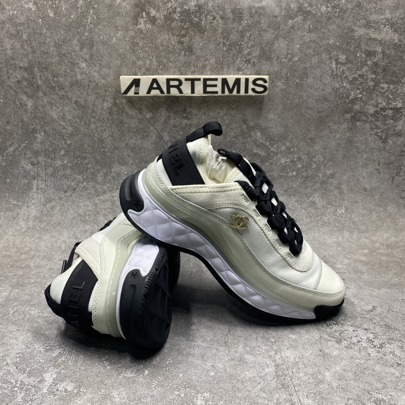 Chanel Velvet Calfskin & Mixed Fibers Sneaker Ivory