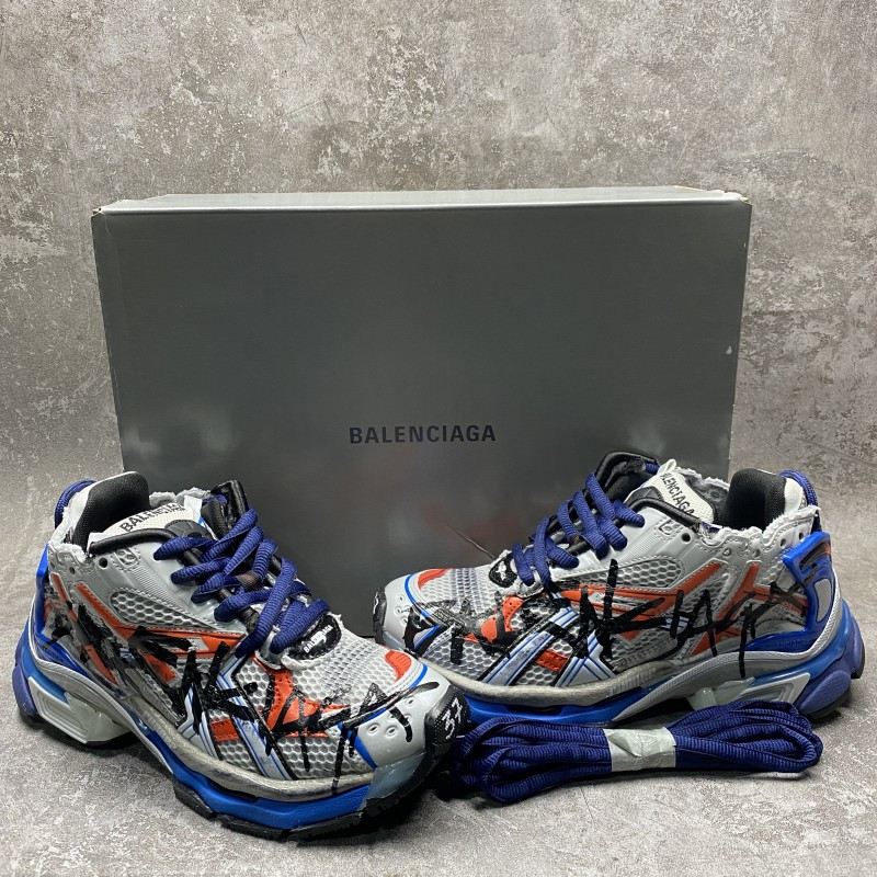 Balenciaga Graffiti Runner Sneaker In Blue