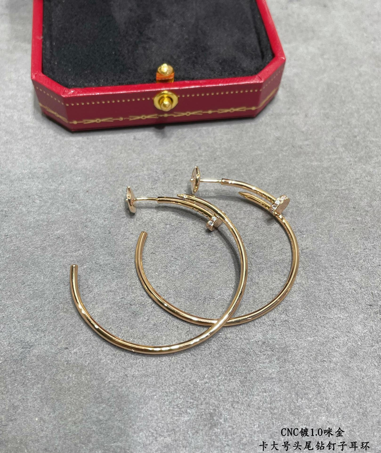 Cartier Large size head and tail diamond nail Earrings