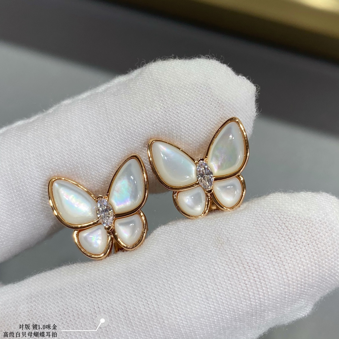 Van Cleef & Arpels White Mother-of-Pearl Butterfly Earrings