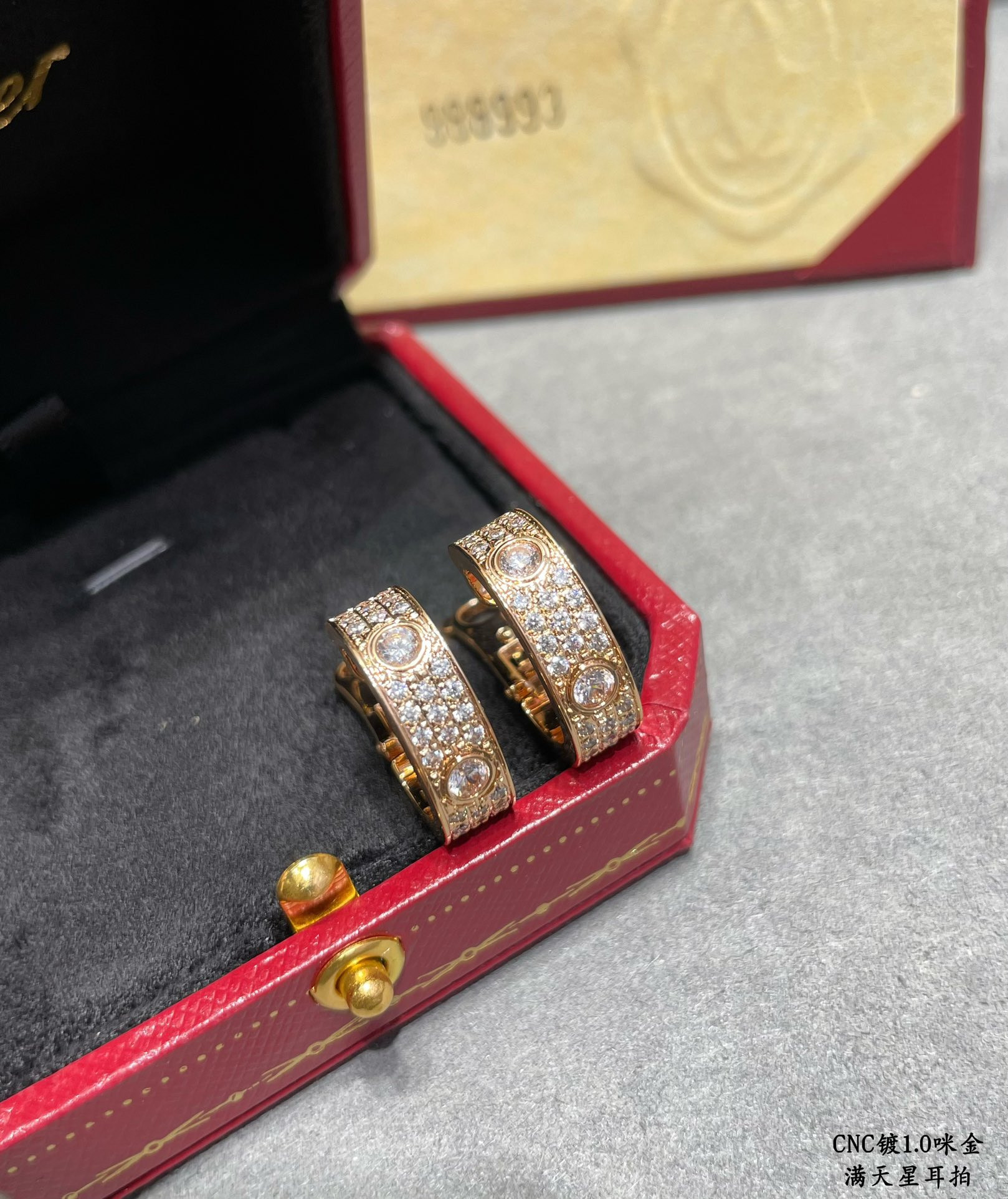 Cartier Wide version full pave Earrings