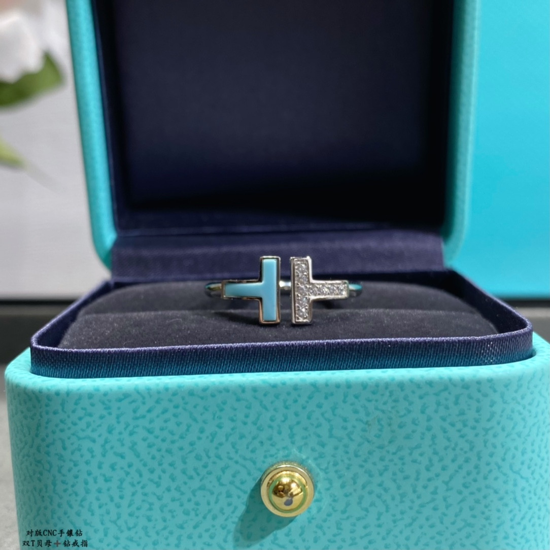 Tiffany & Co. Double T Mother-of-Pearl & Diamond Ring