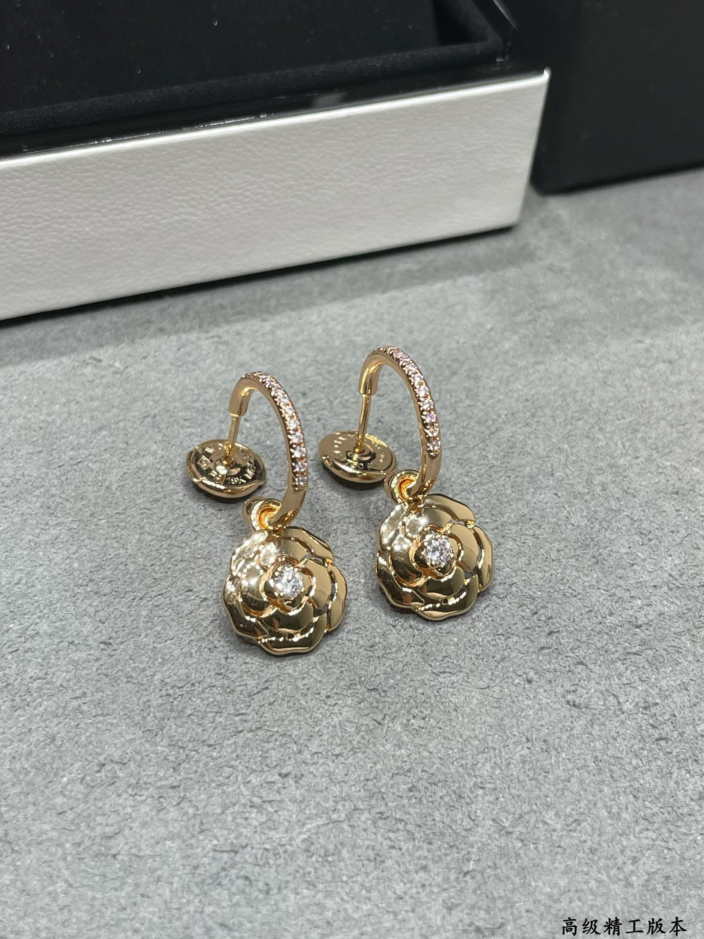 Chanel Gold Camellia Earrings