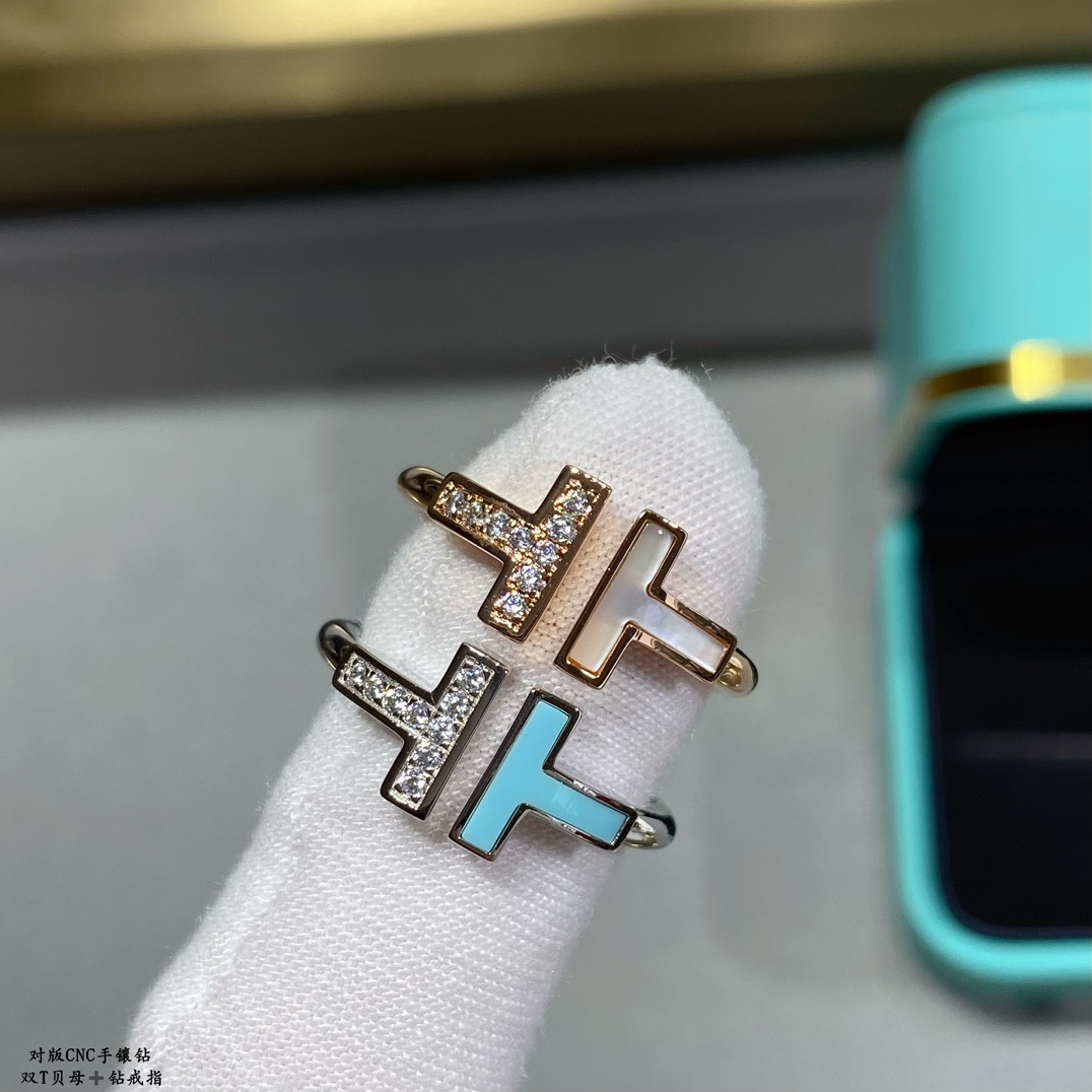 Tiffany & Co. Double T Mother-of-Pearl & Diamond Ring