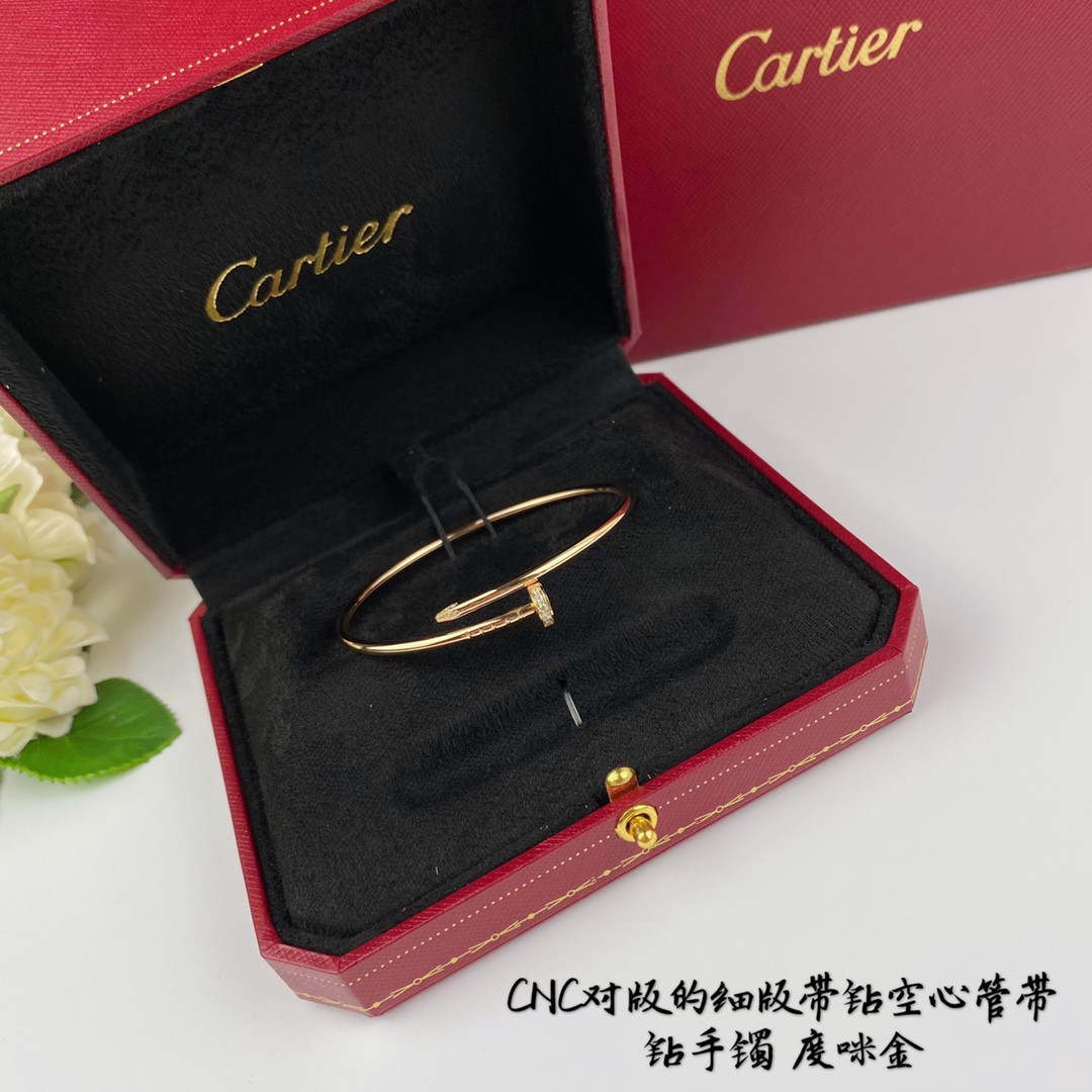 Cartier thin version with diamond hollow tube nail Bracelet