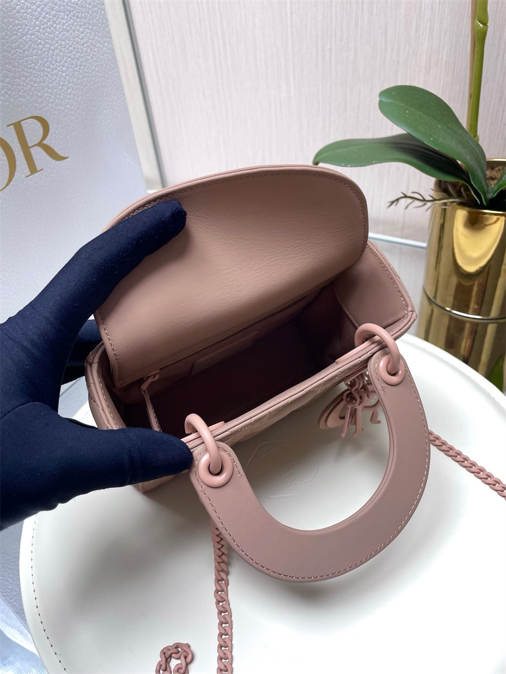 Mini Lady Dior Bag 6.5 x 6 x 3 inches