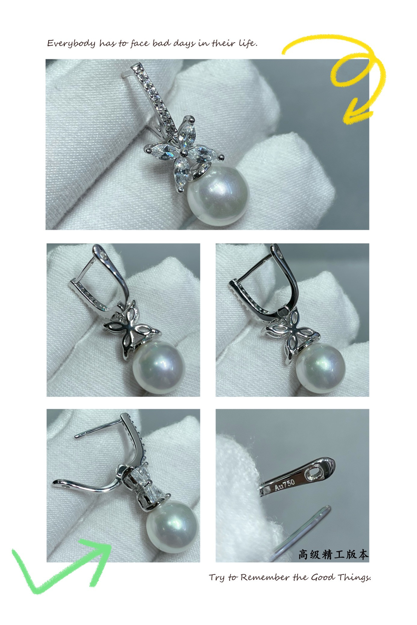 Tiffany & Co. Marquise-Shaped Pearl Pendant Earrings Ag925