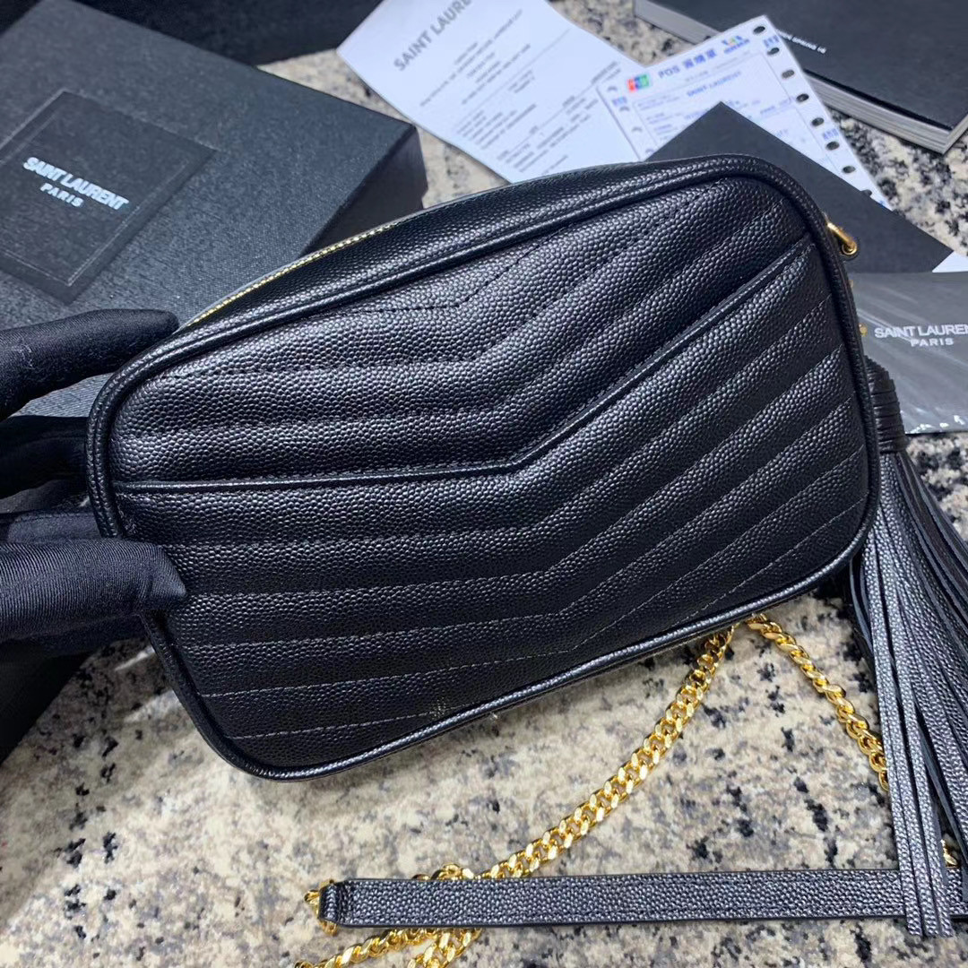 YSL LOU MINI BAG IN QUILTED MATTE CRINKLED LEATHER