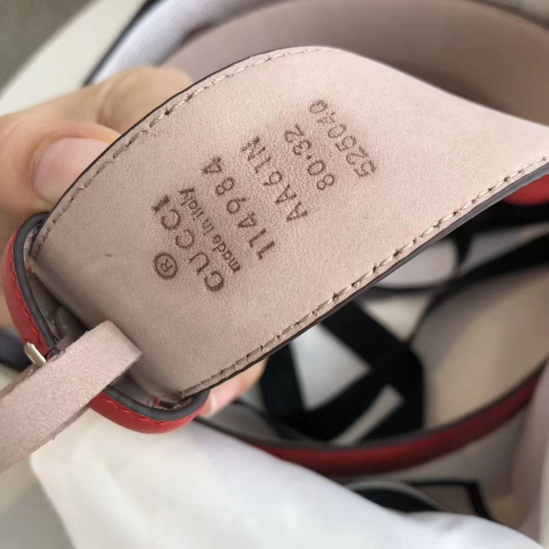 Red Gucci Signature Leather Women Belt