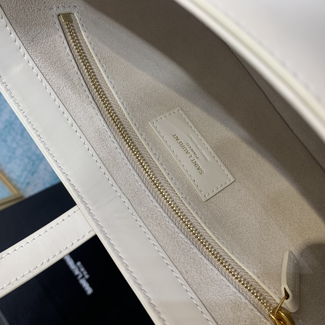 YSL LE 5 À 7 IN SMOOTH LEATHER BLANC VINTAGE 23 X 16 X 6.5 CM