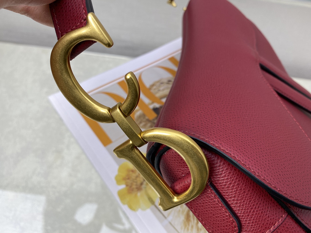 Dior Saddle Bag Amaryllis Red Grained Calfskin 25.5x20x6.5cm