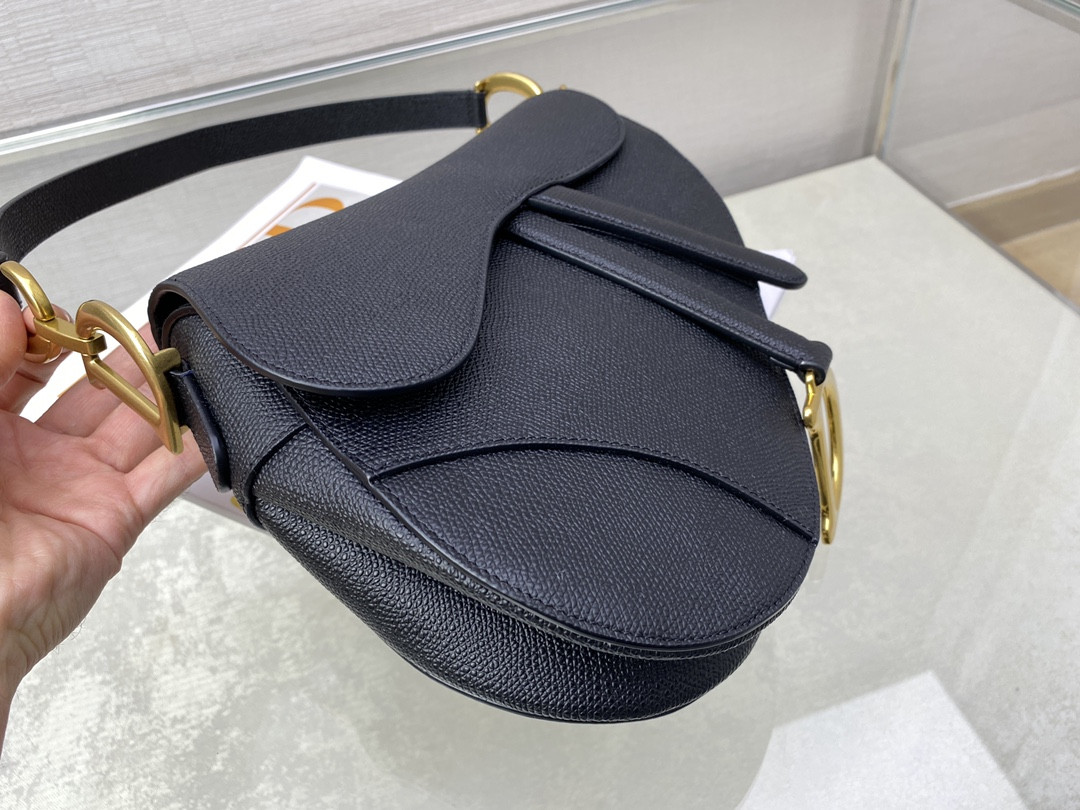 Dior Saddle Bag Indigo Black Grained Calfskin 25.5x20x6.5cm