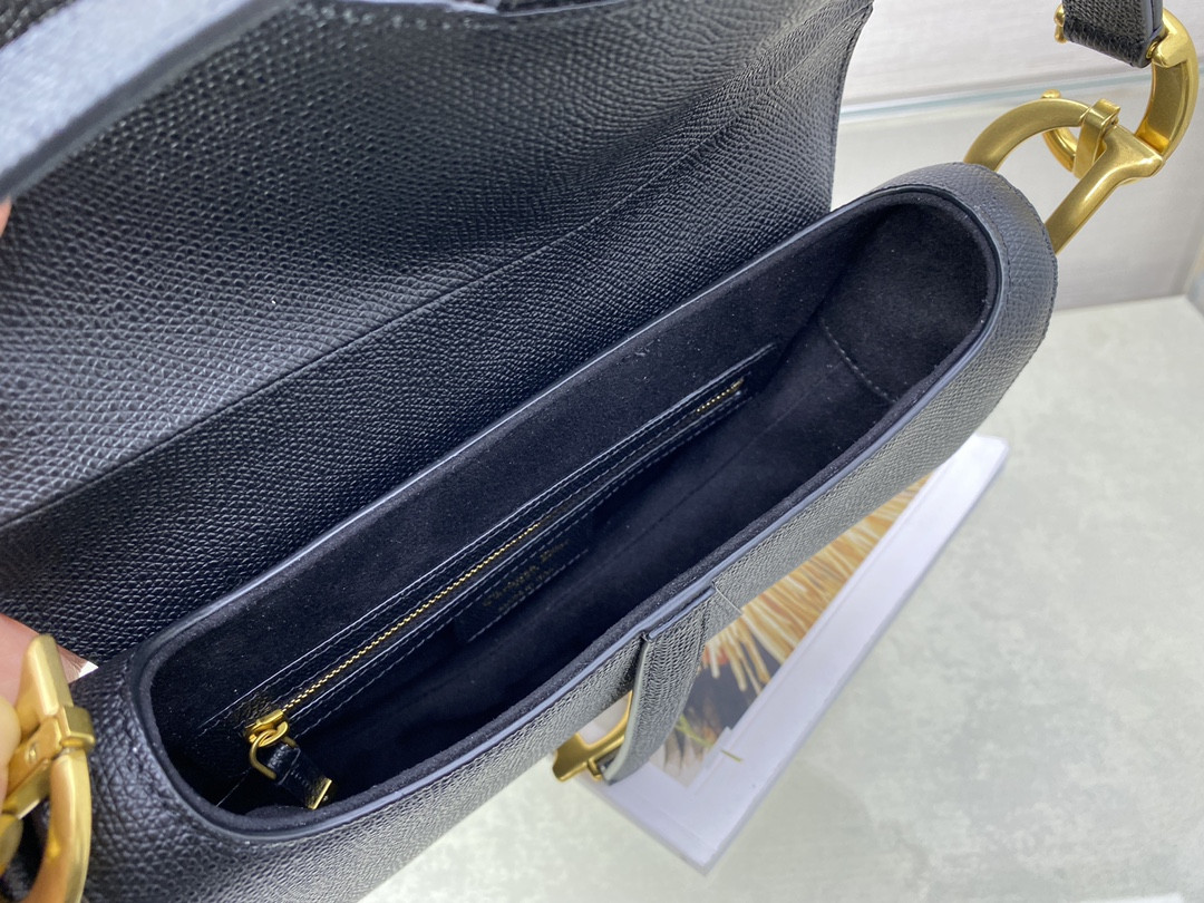 Dior Saddle Bag Indigo Black Grained Calfskin 25.5x20x6.5cm