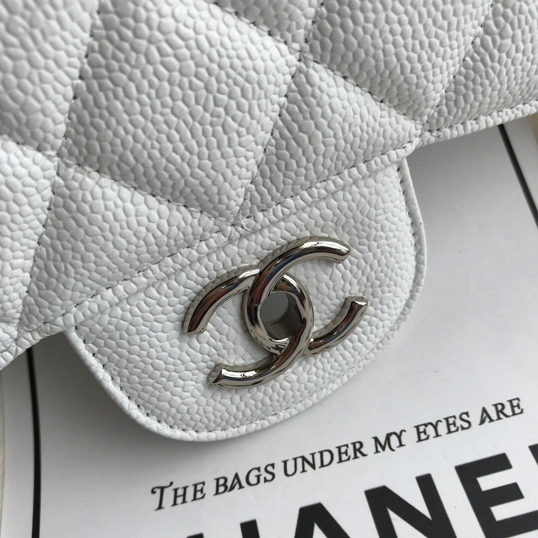 Chanel Classic Flap Jumbo 30cm CF White Silver 7.6 × 11.7 × 3.9 in