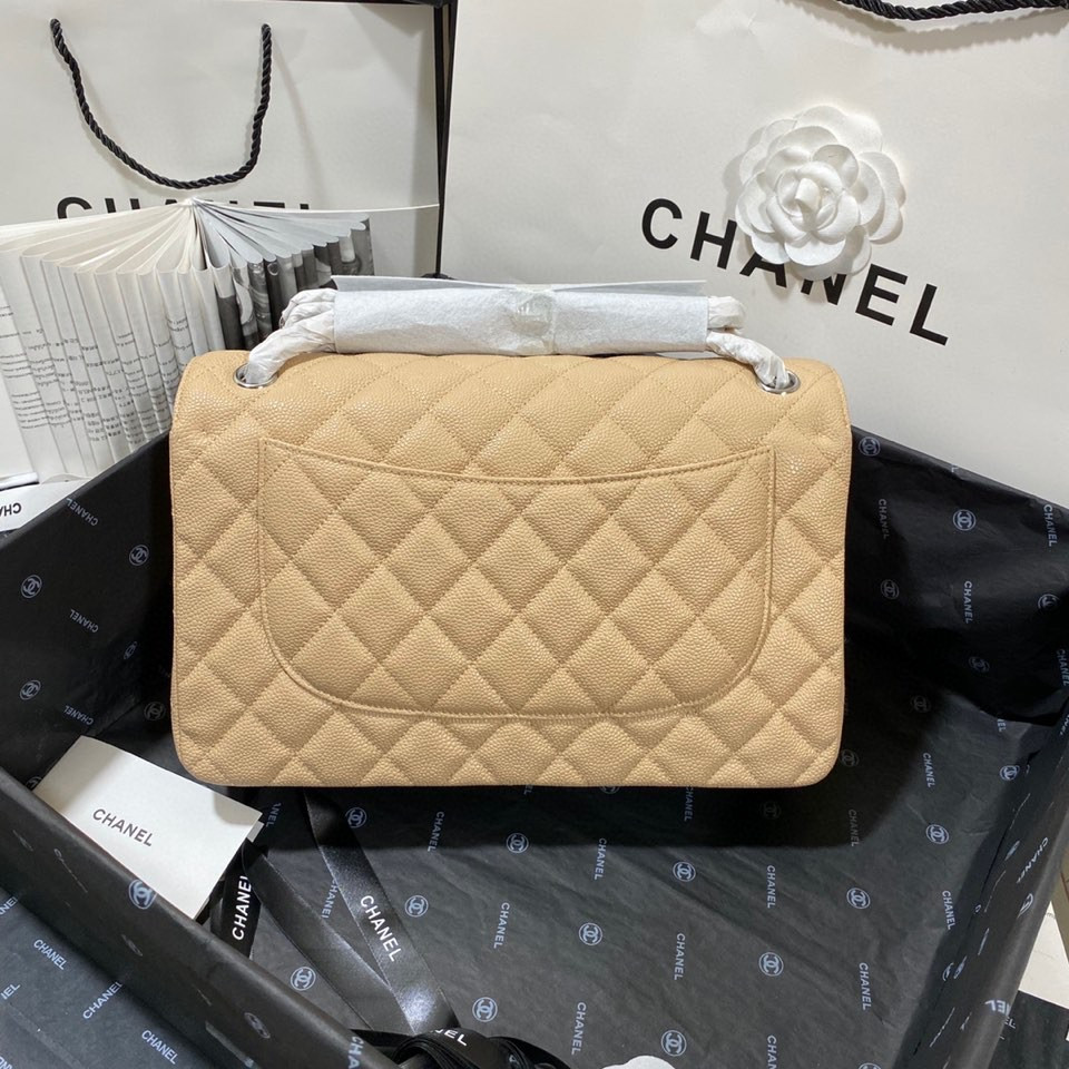 Chanel Classic Flap Jumbo 30cm CF Khaki Silver 7.6 × 11.7 × 3.9 in