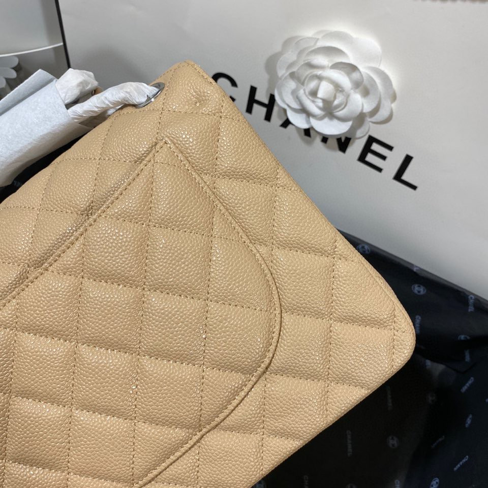 Chanel Classic Flap Jumbo 30cm CF Khaki Silver 7.6 × 11.7 × 3.9 in