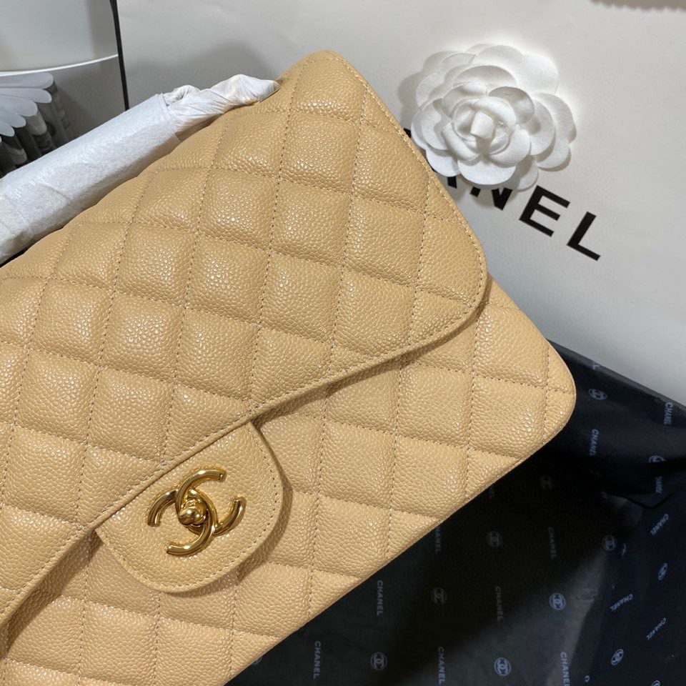 Chanel Classic Flap Jumbo 30cm CF Khaki Gold 7.6 × 11.7 × 3.9 in