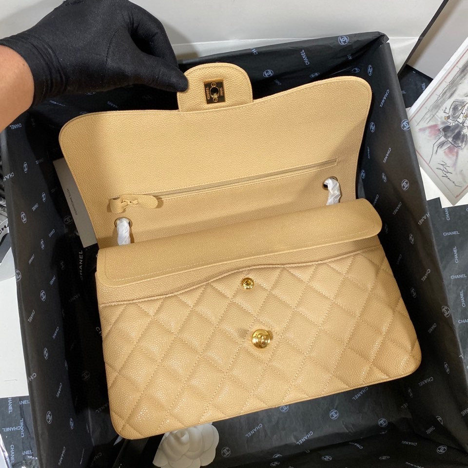 Chanel Classic Flap Jumbo 30cm CF Khaki Gold 7.6 × 11.7 × 3.9 in