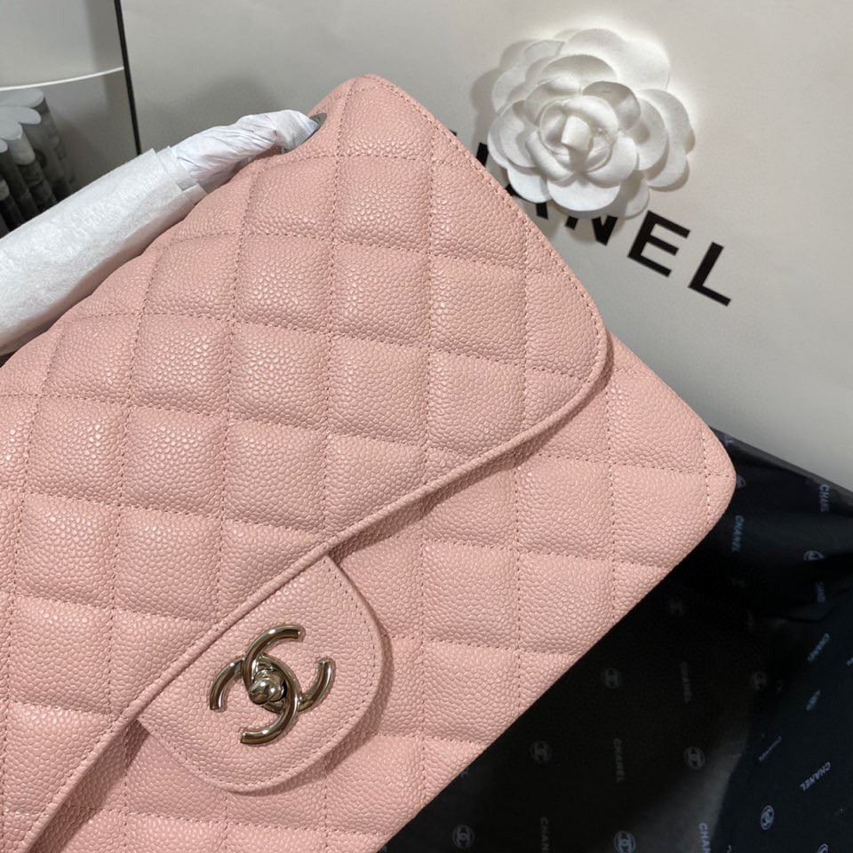 Chanel Classic Flap Jumbo 30cm CF Pink Silver 7.6 × 11.7 × 3.9 in