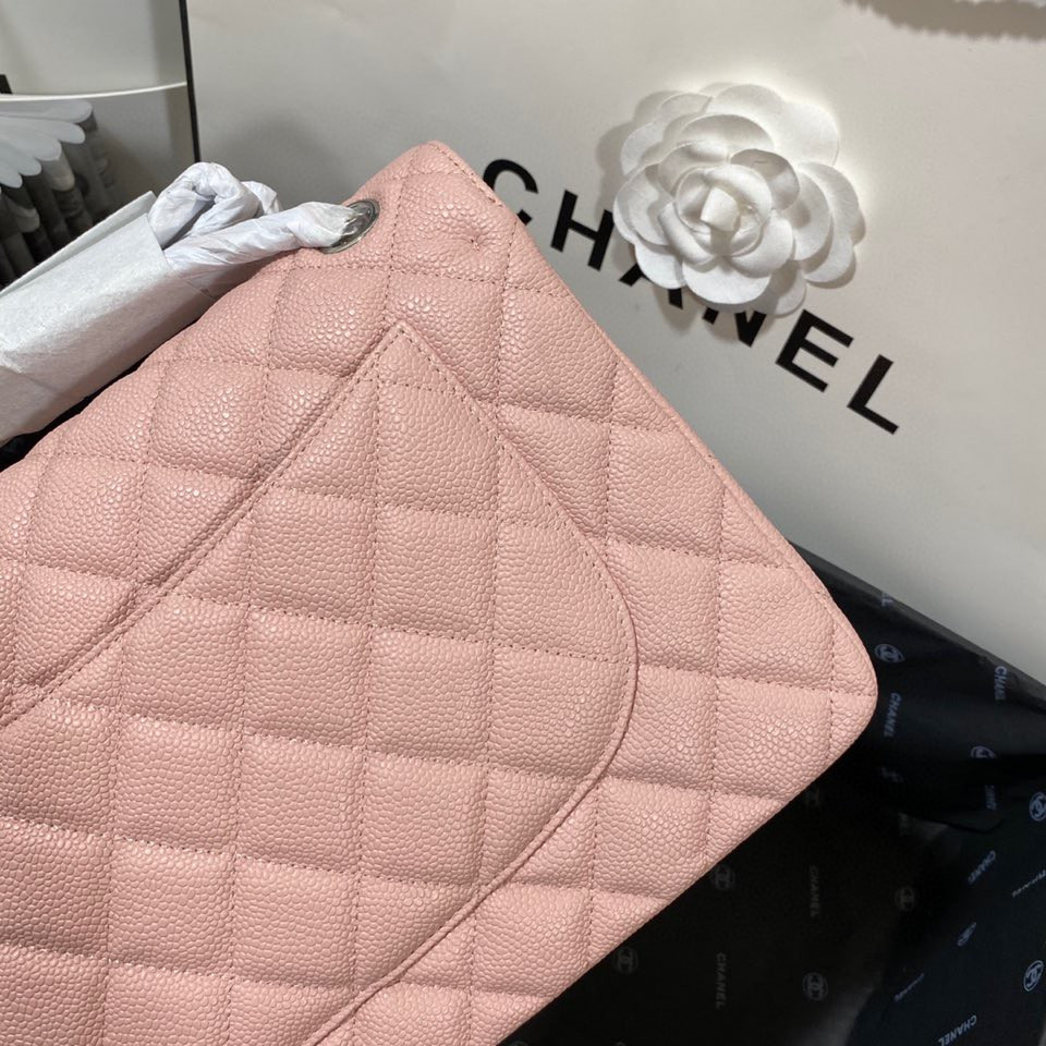 Chanel Classic Flap Jumbo 30cm CF Pink Silver 7.6 × 11.7 × 3.9 in