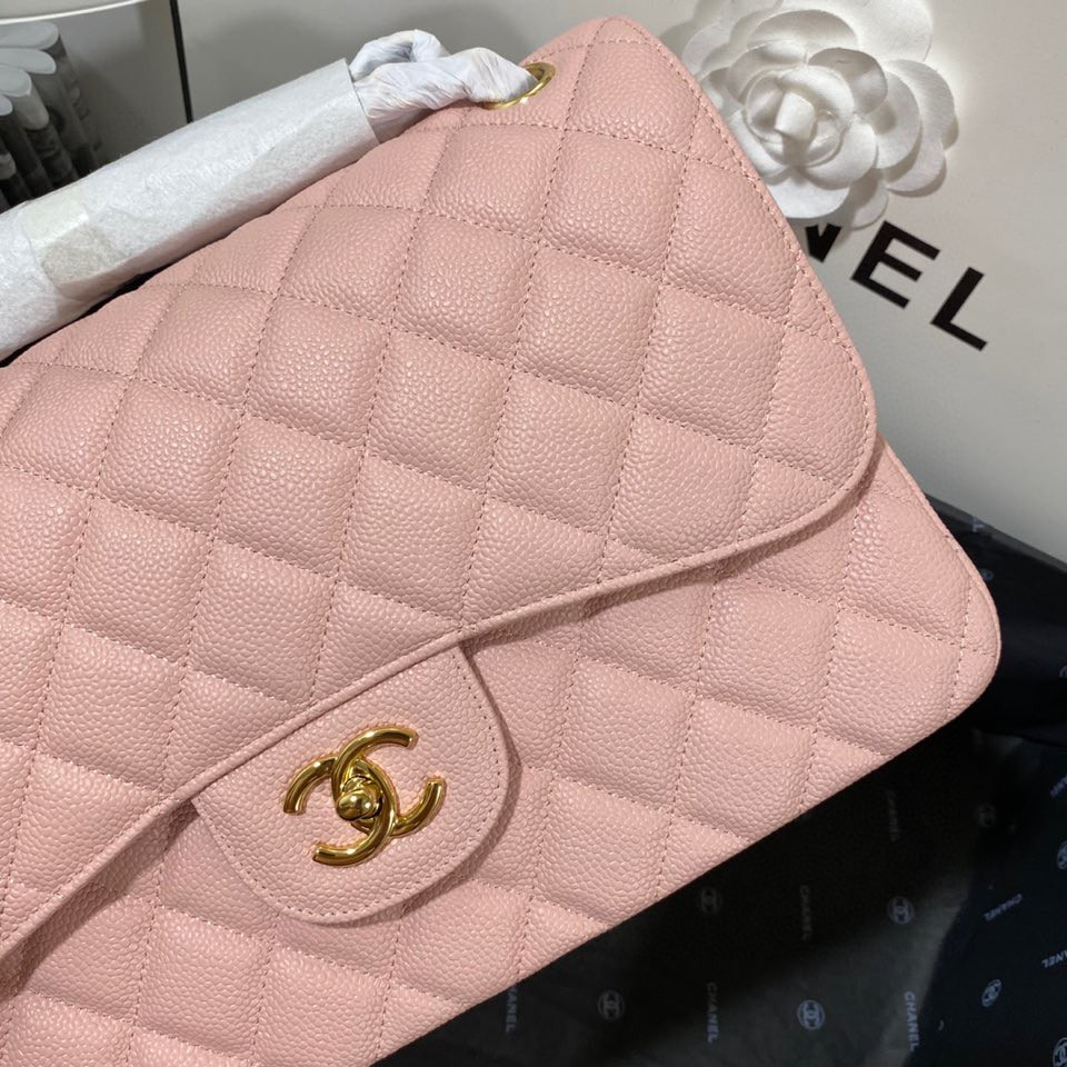 Chanel Classic Flap Jumbo 30cm CF Pink Gold 7.6 × 11.7 × 3.9 in
