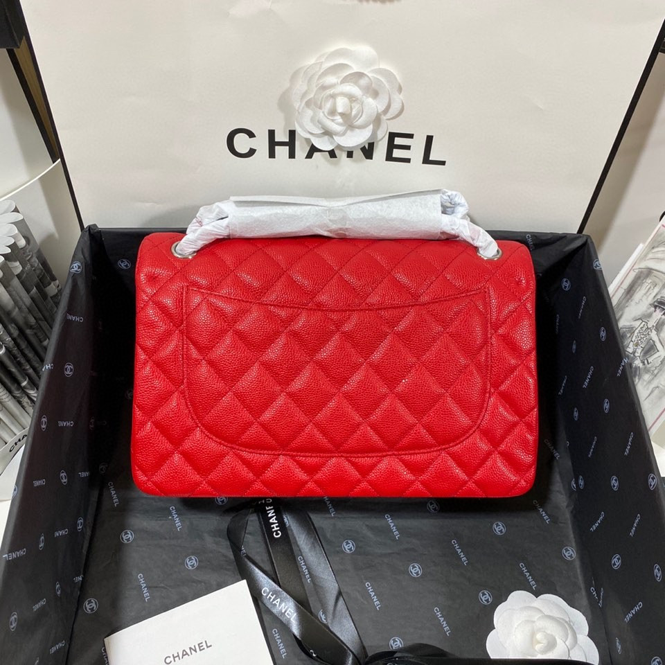 Chanel Classic Flap Jumbo 30cm CF Red Silver7.6 × 11.7 × 3.9 in