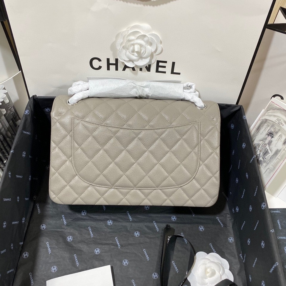 Chanel Classic Flap Jumbo 30cm CF Grey Silver 7.6 × 11.7 × 3.9 in
