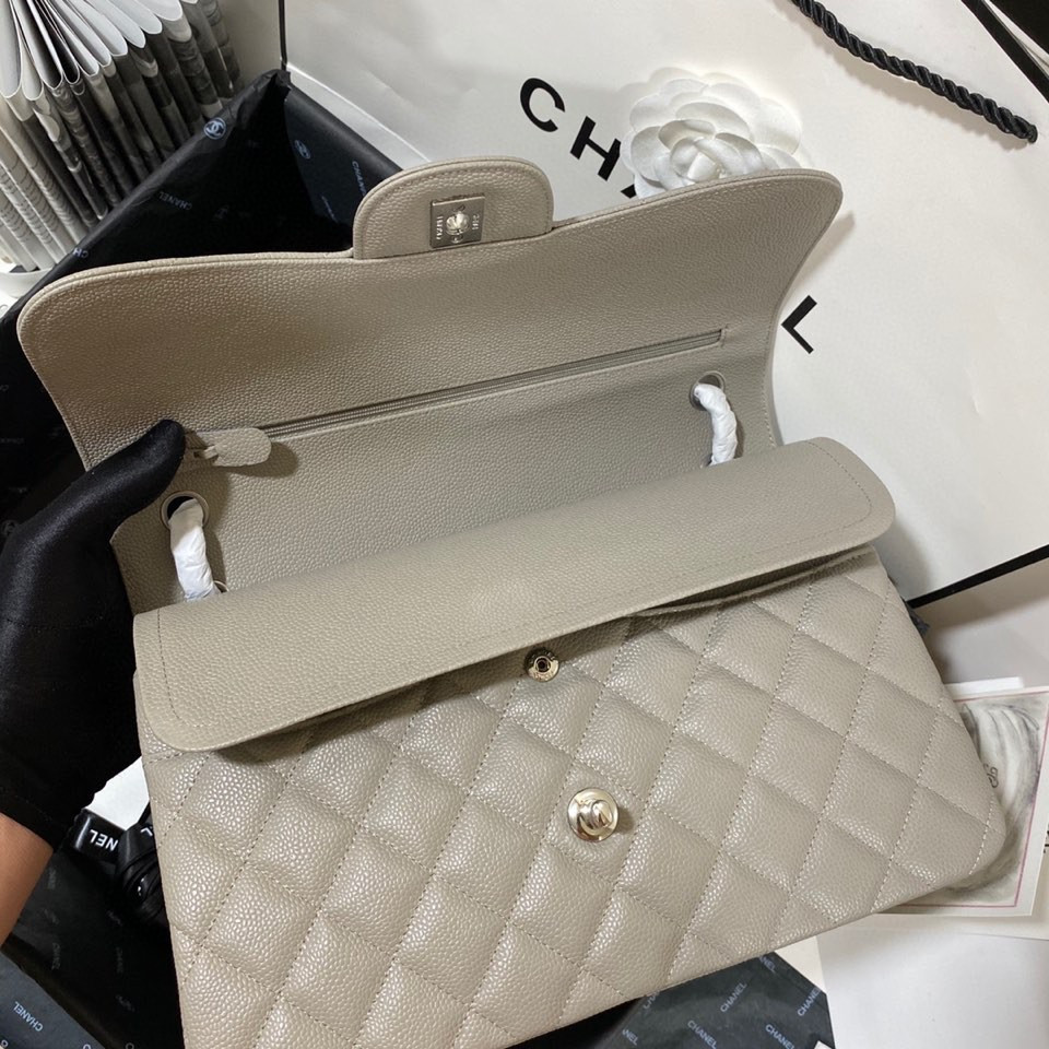 Chanel Classic Flap Jumbo 30cm CF Grey Silver 7.6 × 11.7 × 3.9 in