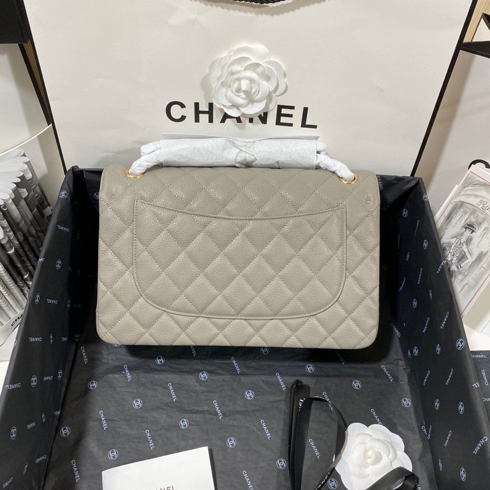 Chanel Classic Flap Jumbo 30cm CF Grey Gold 7.6 × 11.7 × 3.9 in