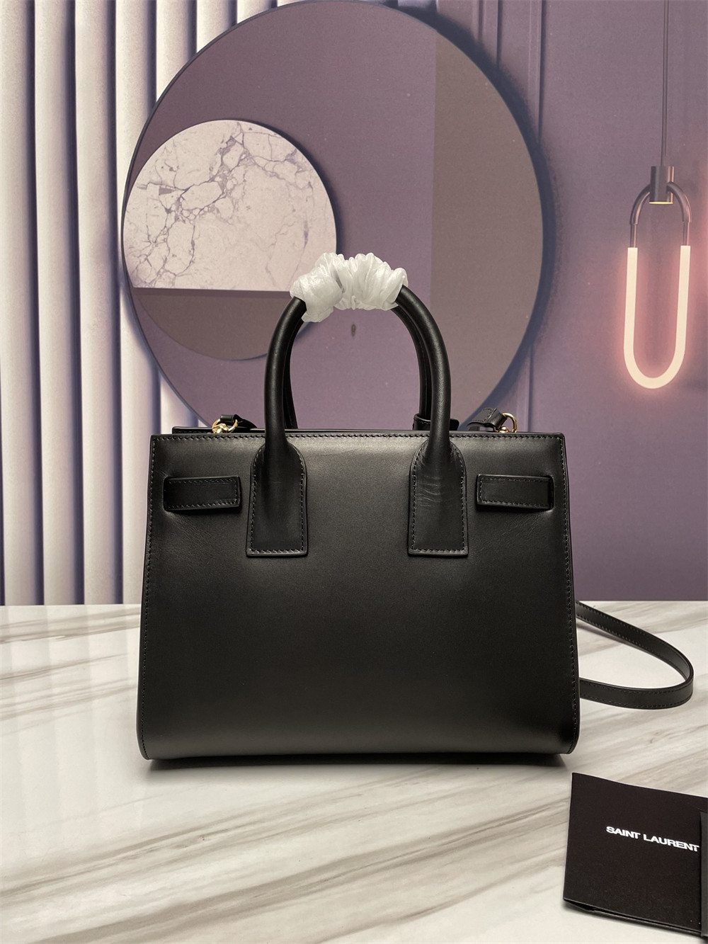 YSL SAC DE JOUR BABY IN SHINY LEATHER BLACK