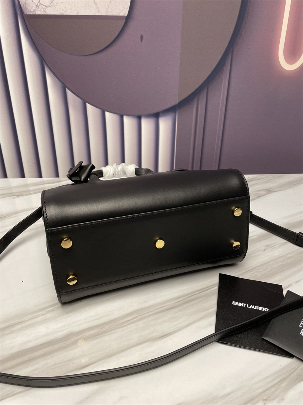 YSL SAC DE JOUR BABY IN SHINY LEATHER BLACK