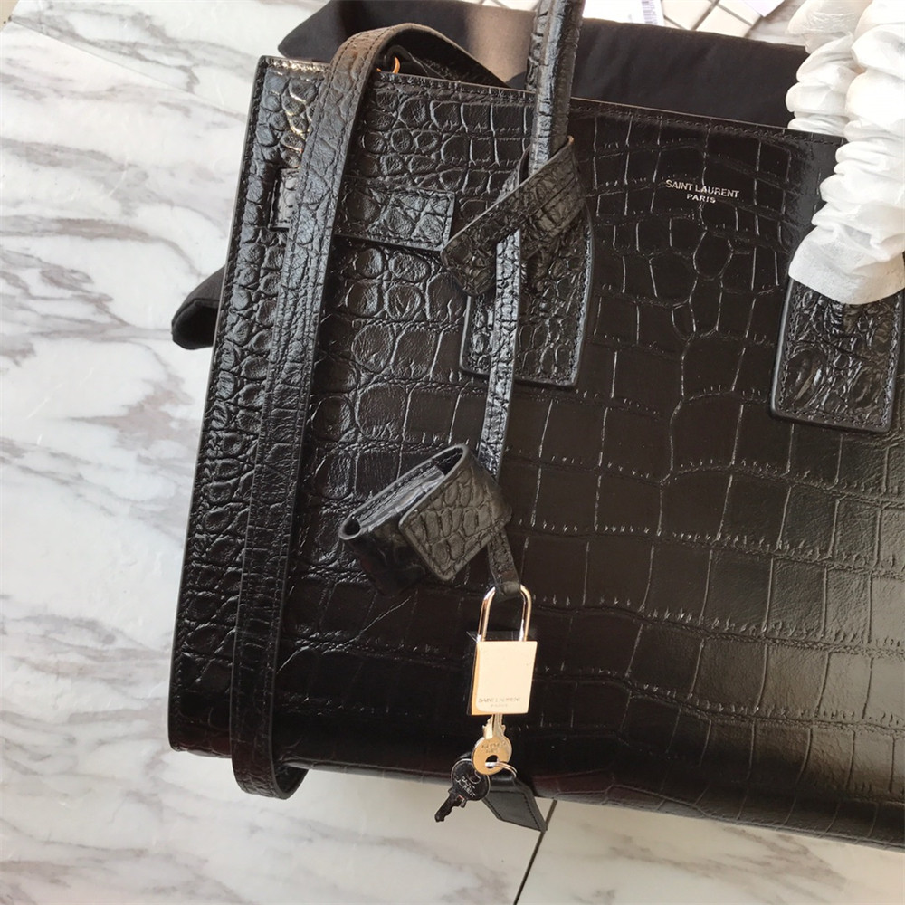 YSL SAC DE JOUR SMALL IN MATTE CROCODILE EMBOSSED LEATHER