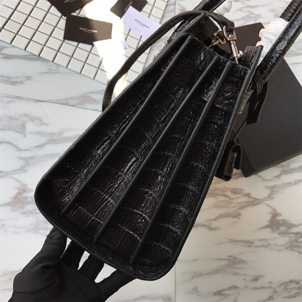 YSL SAC DE JOUR SMALL IN MATTE CROCODILE EMBOSSED LEATHER