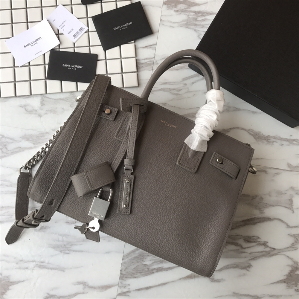 YSL SAC DE JOUR BABY IN GRAINED LEATHER GREY