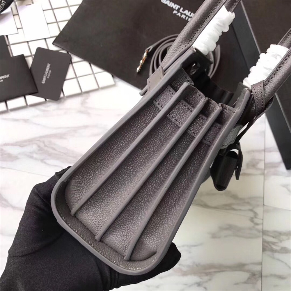 YSL SAC DE JOUR NANO IN GRAINED LEATHER GREY