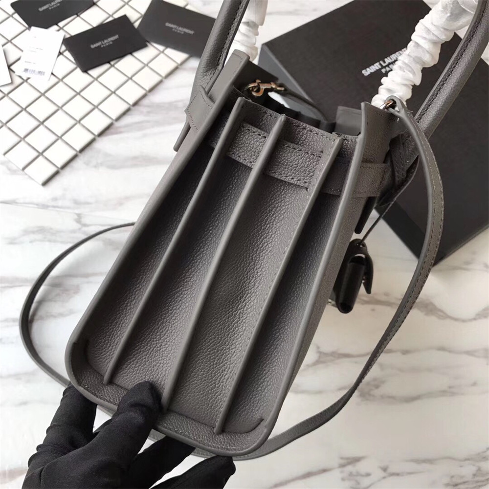 YSL SAC DE JOUR BABY IN GRAINED LEATHER GREY