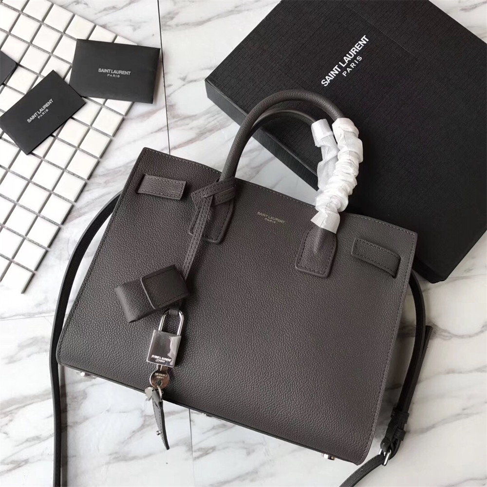 YSL SAC DE JOUR BABY IN GRAINED LEATHER GREY